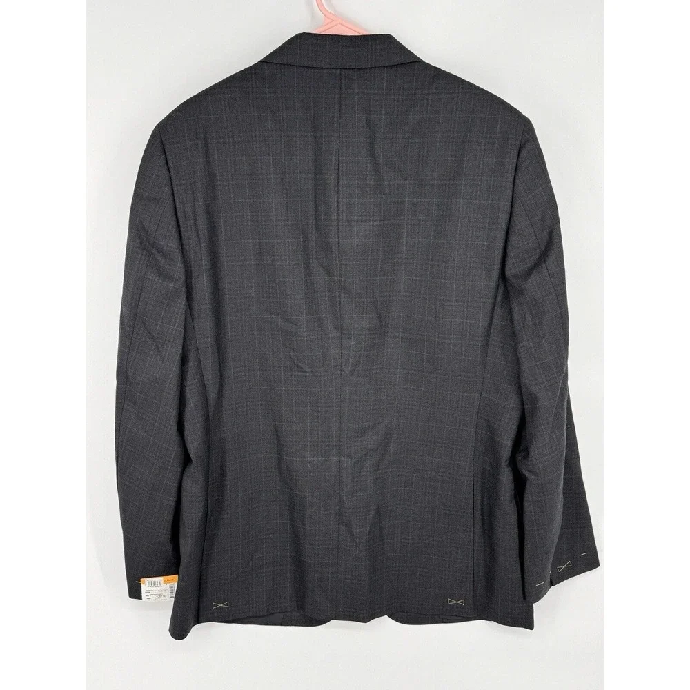 New NWT Hickey Freeman Beacon 100% Wool 42‎ R Regular Grey With Blue Plaid